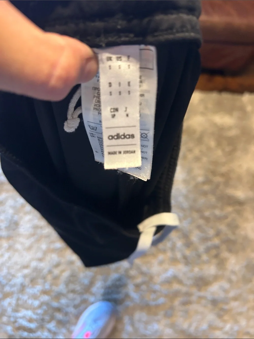 adidas Men’s Black Athletic Shorts with White Drawcord